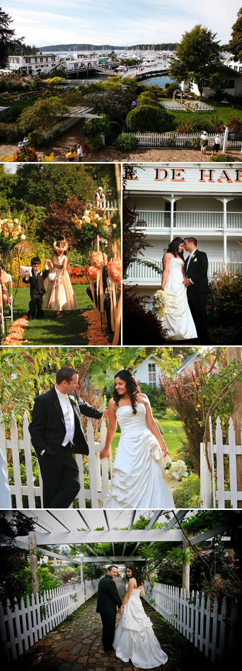 coral color wedding at Roche Harbor, San Juan Islands, Washington, photos by F7 Photography