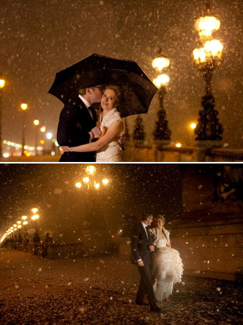 Snowy winter wedding in Paris at La Maison France-Amériques, planned by Fête in France, photography by Studio Cabrelli