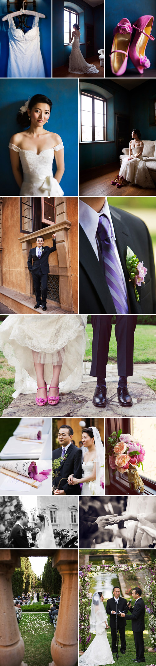 romantic diy wedding at Villa del Sol dOro in Southern California, purple, eggplant, lavender wedding color palette, photos by Duke Photography