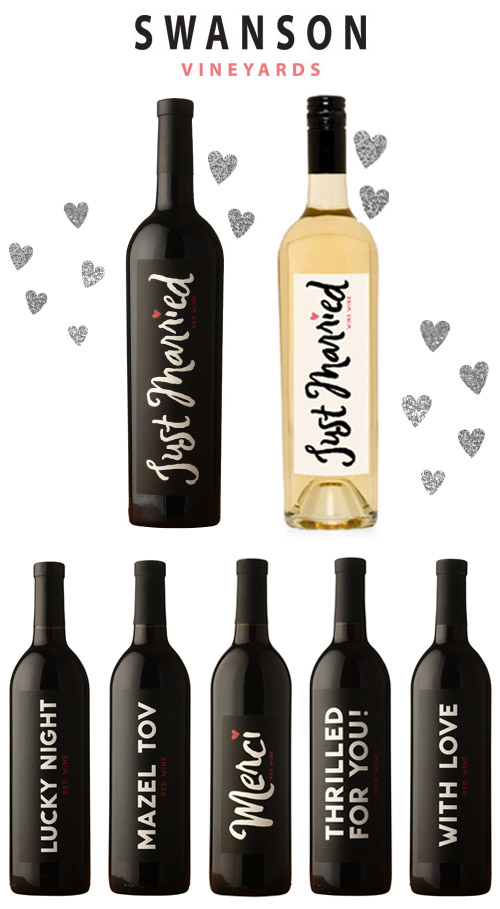 Just Married wines from Swanson Vineyards, wedding gifts and wedding reception wines