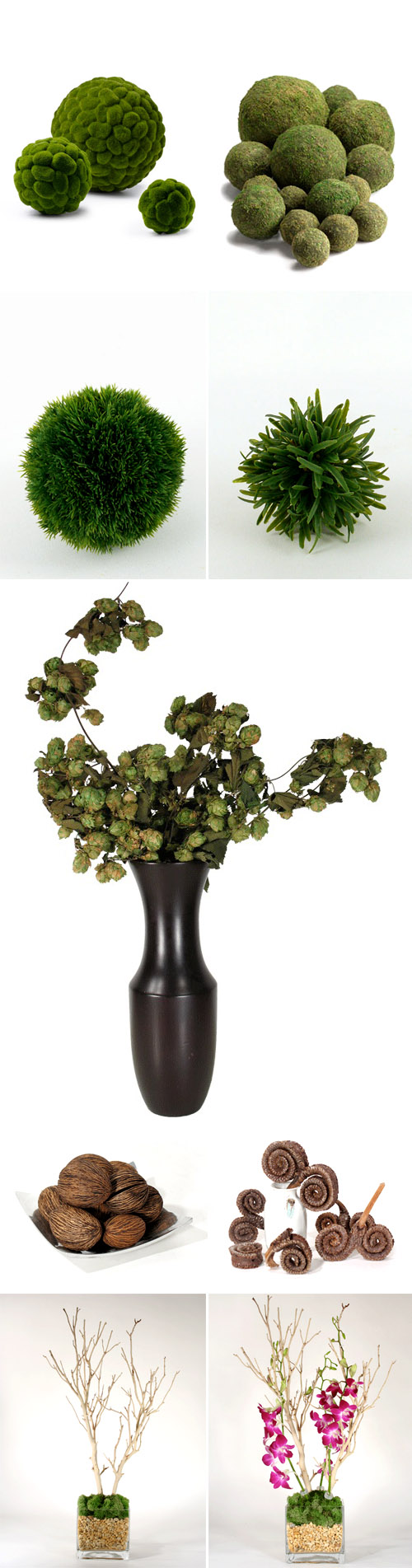 unique floral arrangements using preserved flowers, moss and seed pods, from Nettleton Hollow and Jamali Garden