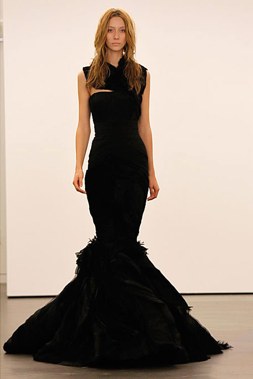 Vera Wang fall 2012 nude and black wedding dresses, photos via Brides.com