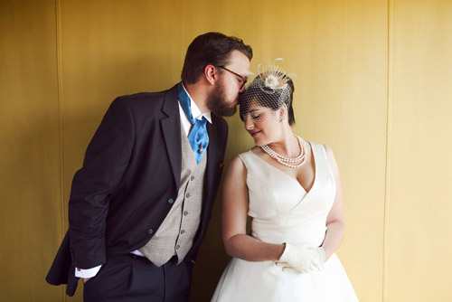 vintage handmade wedding at The Smog Shoppe in Los Angeles, California, teal, yellow and magenta wedding color ideas, photos by top LA wedding photographers Duke Photography