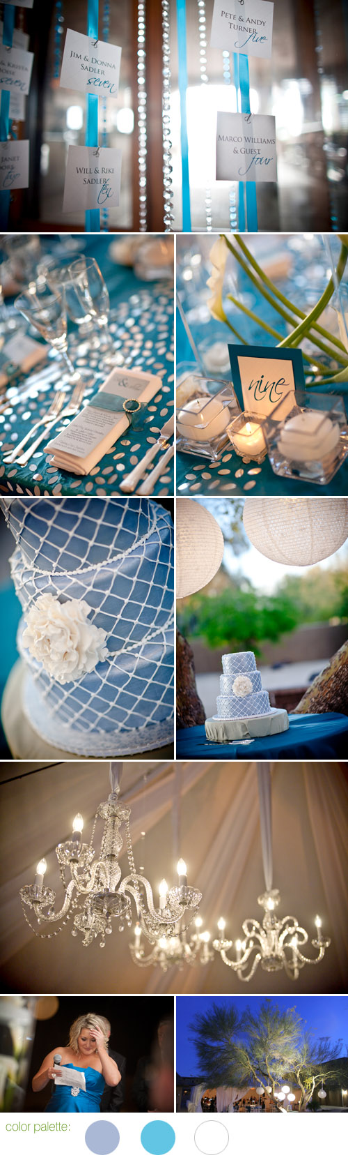 fresh, modern, Arizona real wedding, blue and white color palette, images by Keith Pitts Photography