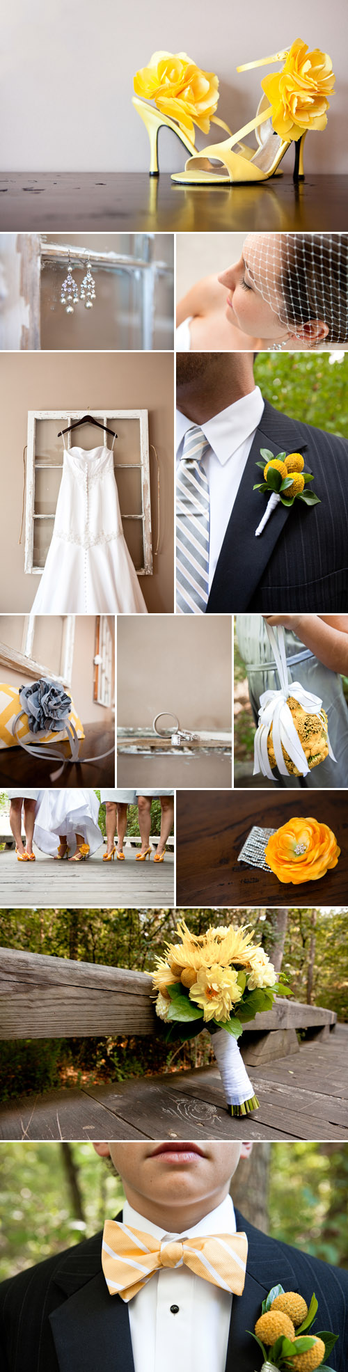 North Carolina wedding with a yellow and gray color palette, photos by Rachel Fesko Photography