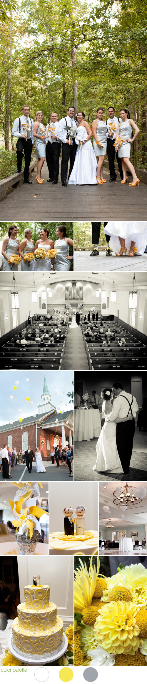 North Carolina wedding with a yellow and gray color palette, photos by Rachel Fesko Photography