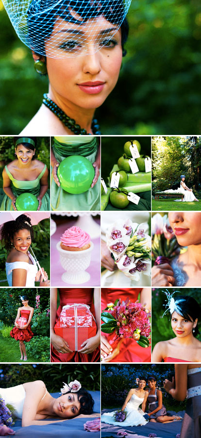 bright wedding color palettes from Cicada Bridal, images by Positive Light Photography
