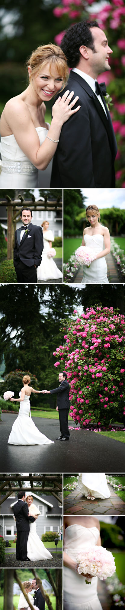 real wedding at carnation farms, wedding dress by monique lhuillier, photo by jasmine star photography
