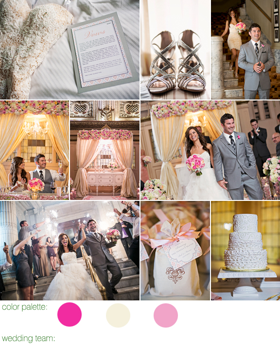 elegant pink and white wedding at the Arctic Club in Seattle with photos by Alante Photography