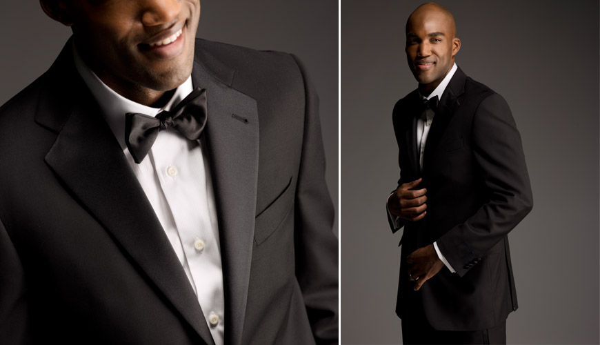 Men's wedding tuxedos and suits from Nordstrom, classic tuxedo with bow tie, photography by J. Garner Studios