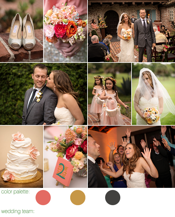 Coral, gold and gray wedding at Casa Feliz, Florida, with photos by Kristen Weaver Photography