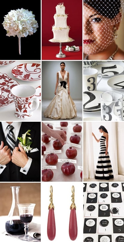 White Stripes wedding inspiration - black, white and red wedding color palette