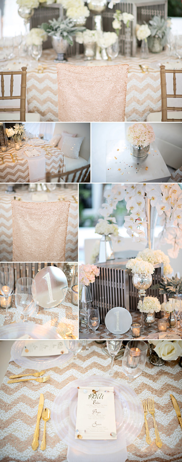 shimmering gold silver and cream wedding color inspiration | via junebugweddings.com