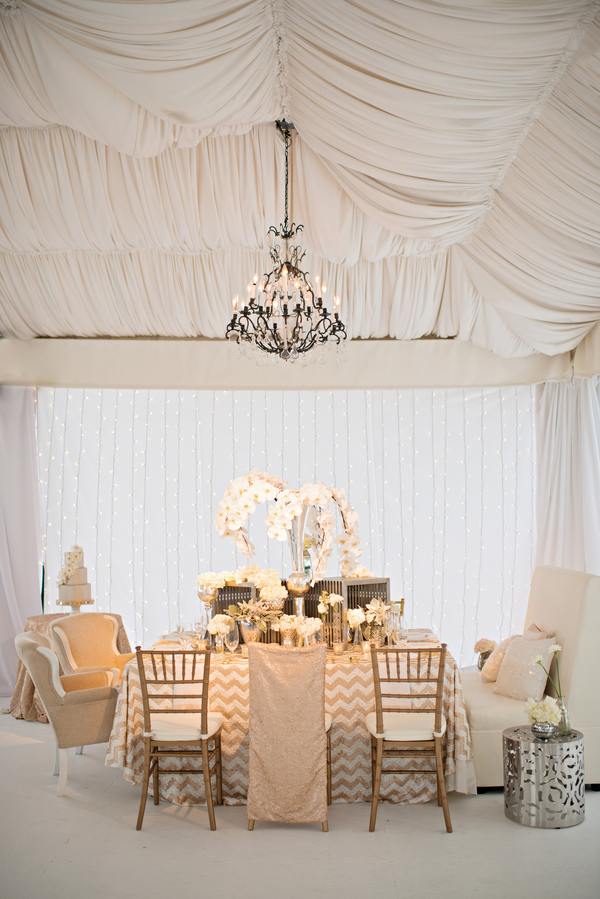 shimmering gold silver and cream wedding color inspiration | via junebugweddings.com