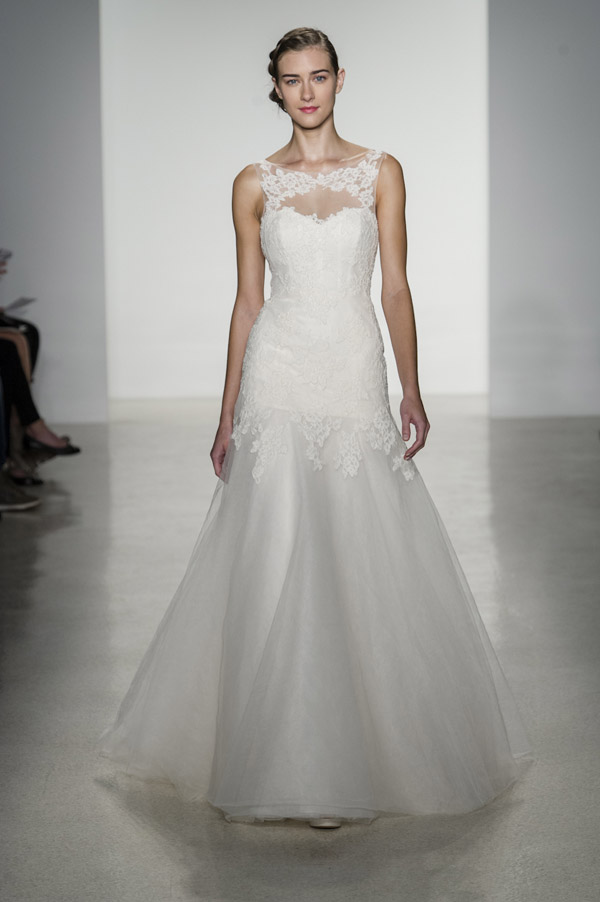 wedding dress trends – Christos illusion neckline wedding dresses from fall 2014 bridal market | via junebugweddings.com