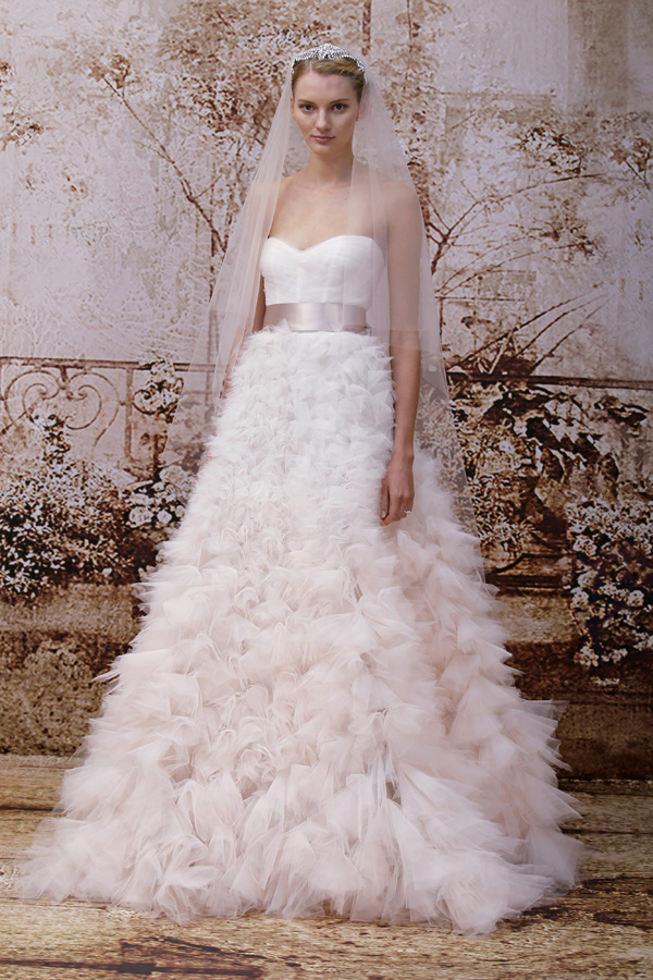 blush wedding dress trend at bridal market for fall 2014 | via junebugweddings.com