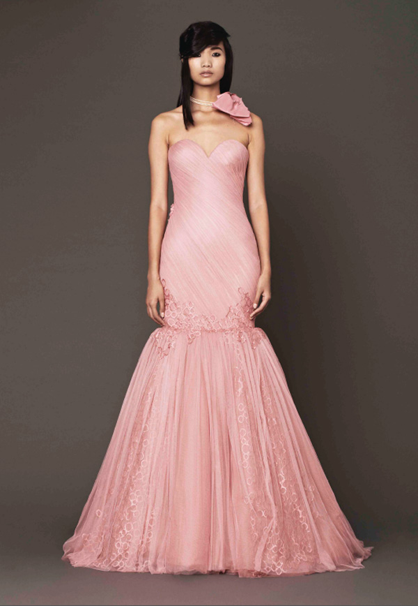 blush wedding dress trend at bridal market for fall 2014 | via junebugweddings.com