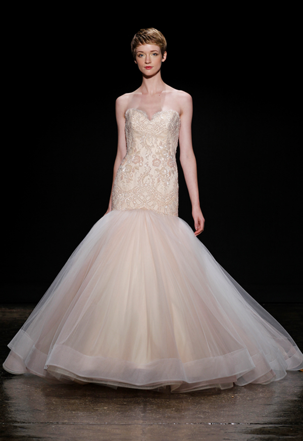 blush wedding dress trend at bridal market for fall 2014 | via junebugweddings.com