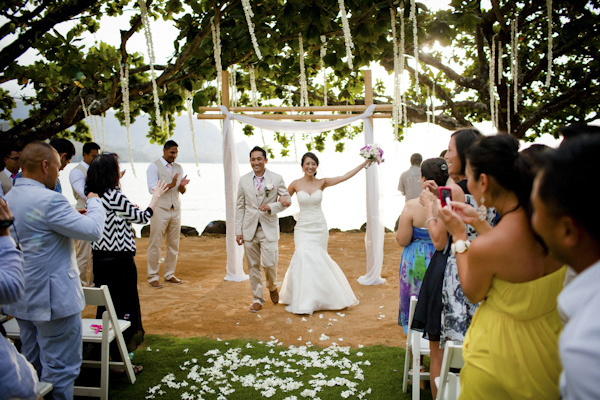 pink destination wedding in Hawaii at St Regis Princeville Resort, photos by Dmitri and Sandra Photography | via junebugweddings.com