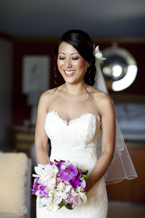 pink destination wedding in Hawaii at St Regis Princeville Resort, photos by Dmitri and Sandra Photography | via junebugweddings.com