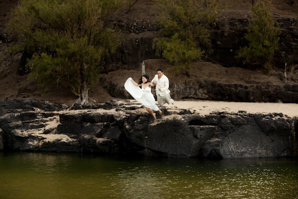 pink destination wedding in Hawaii at St Regis Princeville Resort, photos by Dmitri and Sandra Photography | via junebugweddings.com