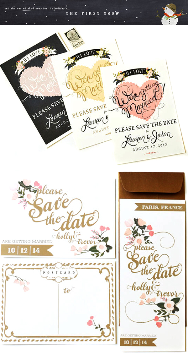 The First Snow wedding stationery holiday giveaway | via junebugweddings.com