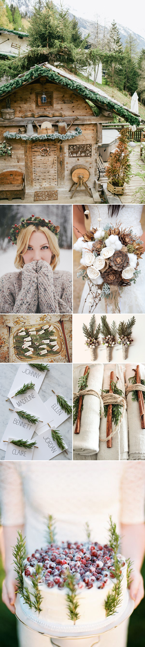 rustic mountain winter wedding color palette inspiration board | via junebugweddings.com