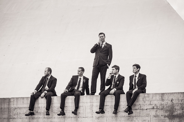 wedding portrait of groom and groomsmen by Kevin Trowbridge Photography | via junebugweddings.com