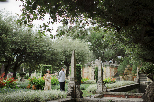 vintage wedding at Vizcaya Museum and Gardens, Florida, photo by Maloman Studios | via junebugweddings.com