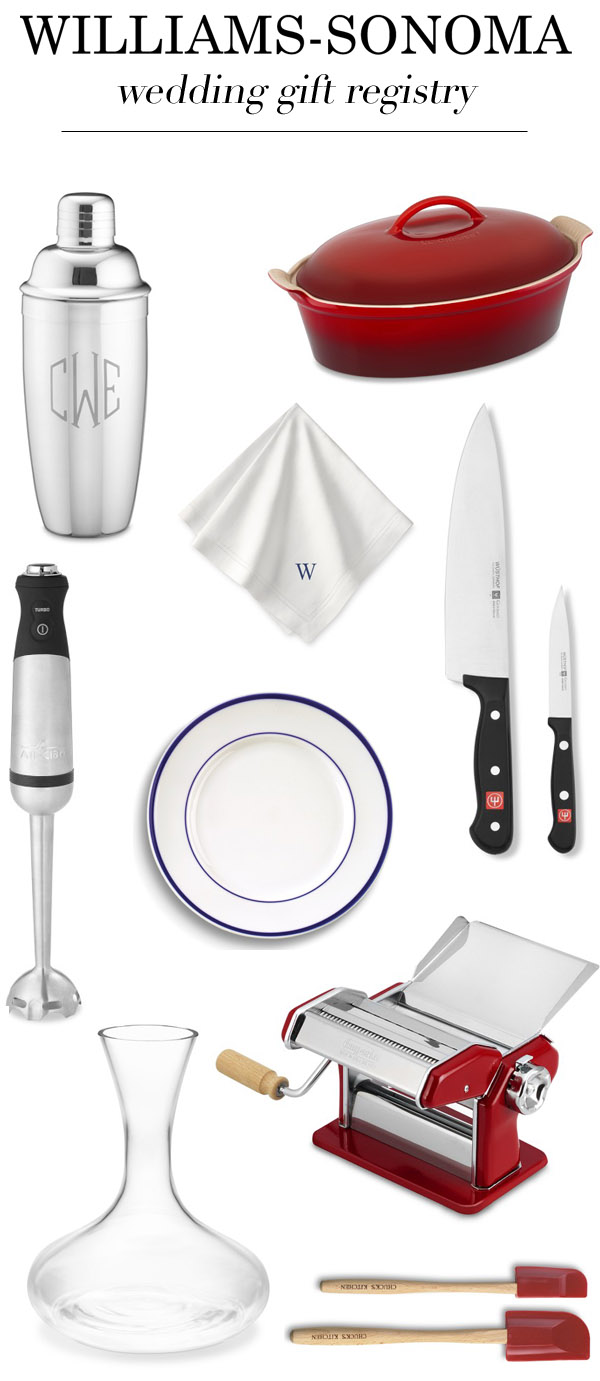 Williams Sonoma wedding gift registry items for the kitchen