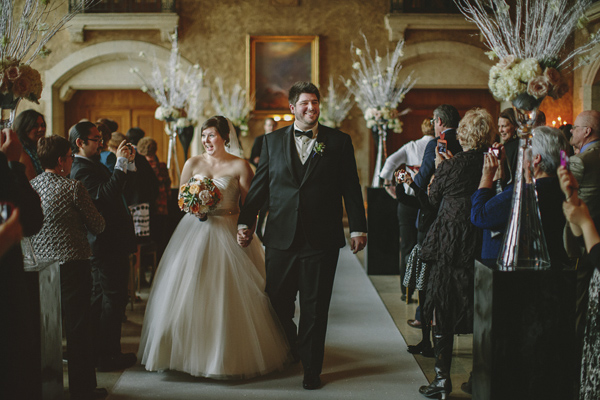 white and gold winter wedding at Fairmont Banff Springs, photo by Gabe McClintock | via junebugweddings.com