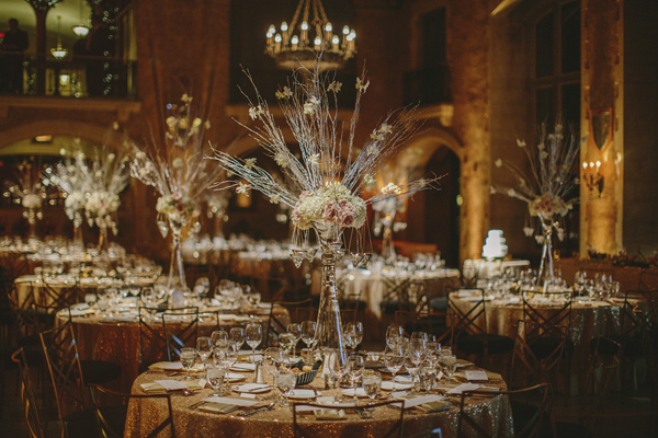 white and gold winter wedding at Fairmont Banff Springs, photo by Gabe McClintock | via junebugweddings.com