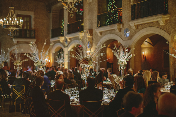 white and gold winter wedding at Fairmont Banff Springs, photo by Gabe McClintock | via junebugweddings.com