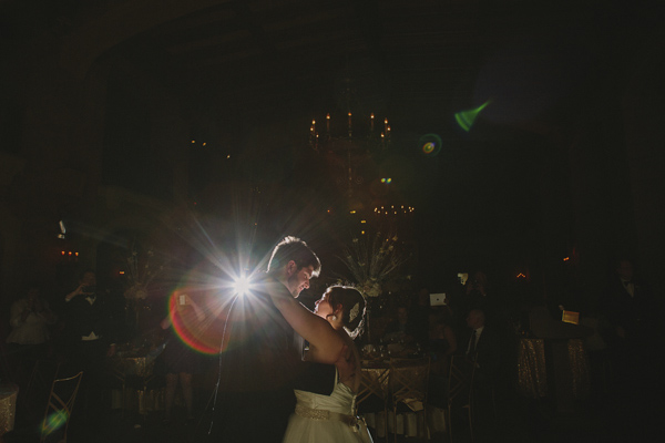 white and gold winter wedding at Fairmont Banff Springs, photo by Gabe McClintock | via junebugweddings.com