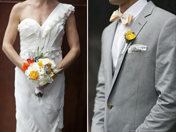 bright yellow and orange summer wedding in Atlanta, photo by Paperlily Photography | via junebugweddings.com