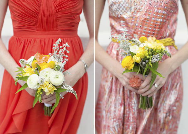 bright yellow and orange summer wedding in Atlanta, photo by Paperlily Photography | via junebugweddings.com