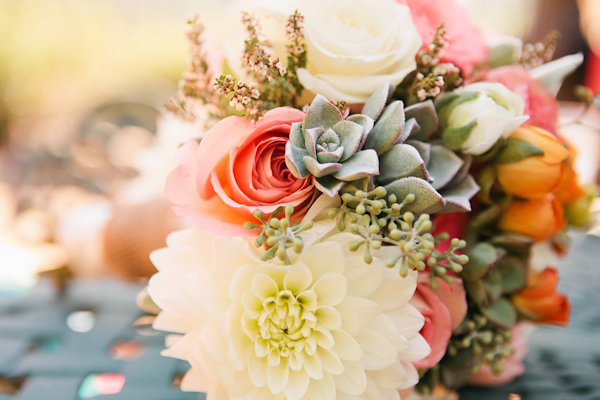 coral and teal California wedding from XOXO Bride with photos by Raya Carlisle | via junebugweddings.com (10)