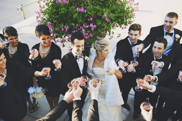 modern elegant gold and black wedding at Legend at Bergamont, photo by DWJohnson Studio | via junebugweddings.com