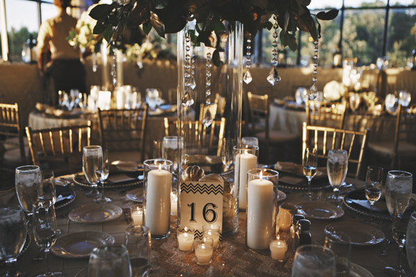 modern elegant gold and black wedding at Legend at Bergamont, photo by DWJohnson Studio | via junebugweddings.com