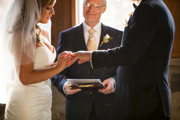 peach, coral, grey wedding at Swiftwater Cellars, photo by La Vie Photography | via junebugweddings.com