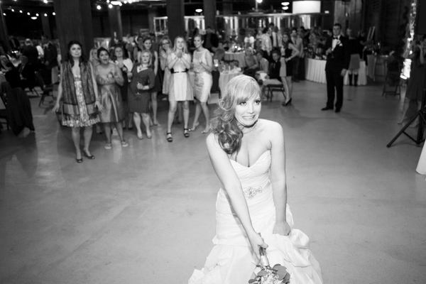 peach, coral, grey wedding at Swiftwater Cellars, photo by La Vie Photography | via junebugweddings.com