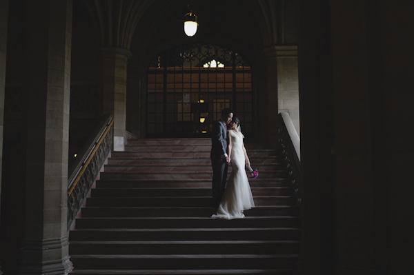 pink and purple wedding in Toronto at Arcadian Loft, photo by Aron Goss Photography | via junebugweddings.com