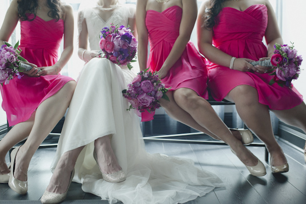 pink and purple wedding in Toronto at Arcadian Loft, photo by Aron Goss Photography | via junebugweddings.com