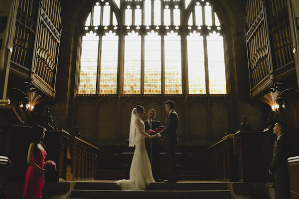 pink and purple wedding in Toronto at Arcadian Loft, photo by Aron Goss Photography | via junebugweddings.com