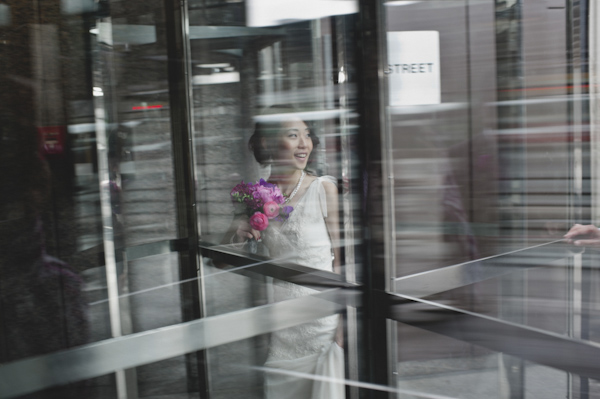 pink and purple wedding in Toronto at Arcadian Loft, photo by Aron Goss Photography | via junebugweddings.com