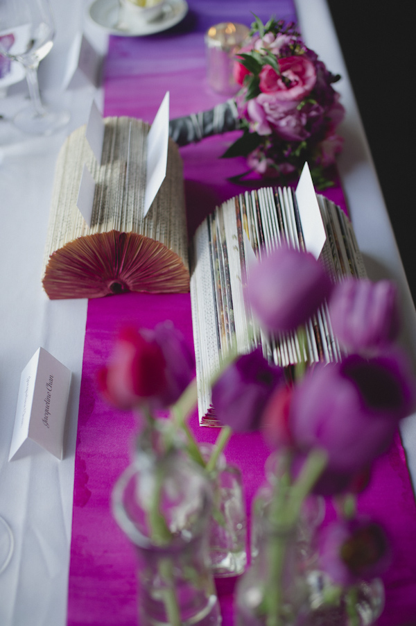 pink and purple wedding in Toronto at Arcadian Loft, photo by Aron Goss Photography | via junebugweddings.com