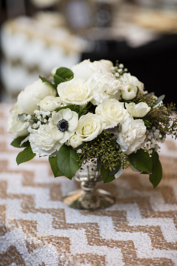 black, white, gold and silver New Year's Eve wedding, photos by Asya Photography | via junebugweddings.com