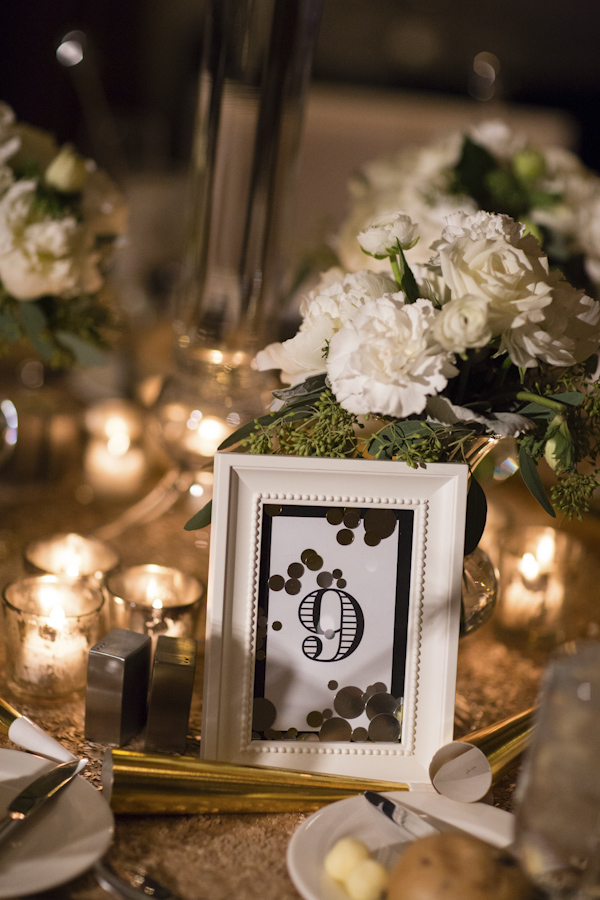 black, white, gold and silver New Year's Eve wedding, photos by Asya Photography | via junebugweddings.com