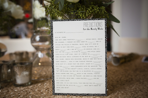 black, white, gold and silver New Year's Eve wedding, photos by Asya Photography | via junebugweddings.com