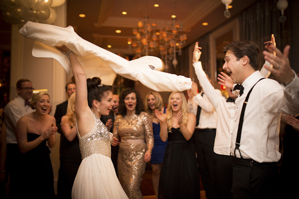 black, white, gold and silver New Year's Eve wedding, photos by Asya Photography | via junebugweddings.com